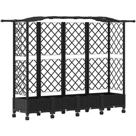 vidaXL Hochbeet mit Rankgitter und Dach 203,5 x 40 x 129 cm Schwarz