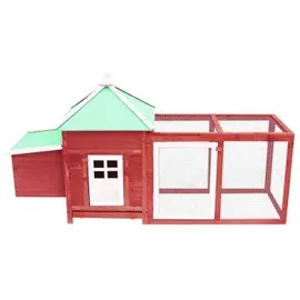 vidaXL Hühnerstall mit Hühnernest Rot 190x72x102 cm Tanne Massivholz