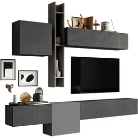 Home Affaire Wohnwand HOME AFFAIRE "Infinity, 6tlg. Breite 262 cm, Höhe variabel, Schrankwand, Anbauwand", grau (steingrau (ardesia), bleigrau (piombo)), B:262cm H:220cm T:30cm, Kastenmöbel-Sets, Wohnwand, (Lowboard hängend, 2x Hängeschrank, 2x Hängewürfel, Wandregal)