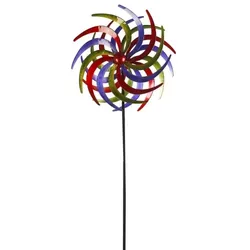 Lex XXL Metall Doppel Windrad bunt Windspiel Gartendeko Balkon Terrasse 210x61cm