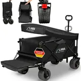 LAWA LIVING AND LIFESTYLE Bollerwagen faltbar mit Heckklappe klappbarer Transportwagen Hunde kompakt leicht BW07+ Schwarz