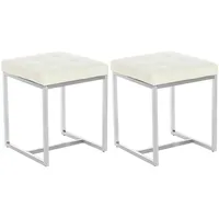 CLP 2er Set Edelstahl-Sitzhocker Barci Kunstleder I Moderne Hocker Mit Hochwertiger Polsterung Und Bodenschonern In Vielen Farben