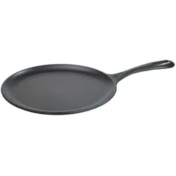 Victoria Grillplatte Emaillierte Gusseisen Comal Pizza-Pfanne 26cm Induktion, Feuer Grill, VIC-34504, Schwarz