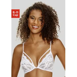 Bügel-BH LASCANA, Damen, Gr. 75, Cup D, weiß, Spitze, Obermaterial: 88% Polyamid, 12% Elasthan, sexy, BHs Reizwäsche BH Bügel-BH Spitzen-BH Hochzeitsdessous Hochzeitswäsche Spitzenwäsche, aus Spitze und Zierbänder, sexy Dessous, Reizwäsche