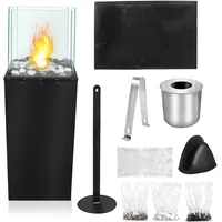 Yznahre Bioethanol Kamin Freistehender Ethanol Standkamin für Outdoor & Indoor, Bodenkamin Ethanol Kamin Quadrat 80x24.5x20 cm, Kamin Ethanol mit bis zu 150 min Brenndauer