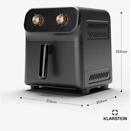 Klarstein AeroCrisp 6 Heißluftfritteuse 1700 W, Heißluftfritteuse, 80–200 °C, Zirkulierende Heißluft, CoolTouch-Gehäuse, Drehknöpfe, Schwarz