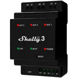 Shelly Pro 3 3-Kanal-Smart-Relais 3 Phasen max.48A ,WLAN, LAN, BT, Hutschiene