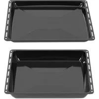 ICQN Backblech 422 × 375 × 30 & 45 mm Set, Kompatibel mit Electrolux, AEG, IKEA, Zanussi & Juno, Emaillierte Backbleche für Backofen & Herd, Schwarz