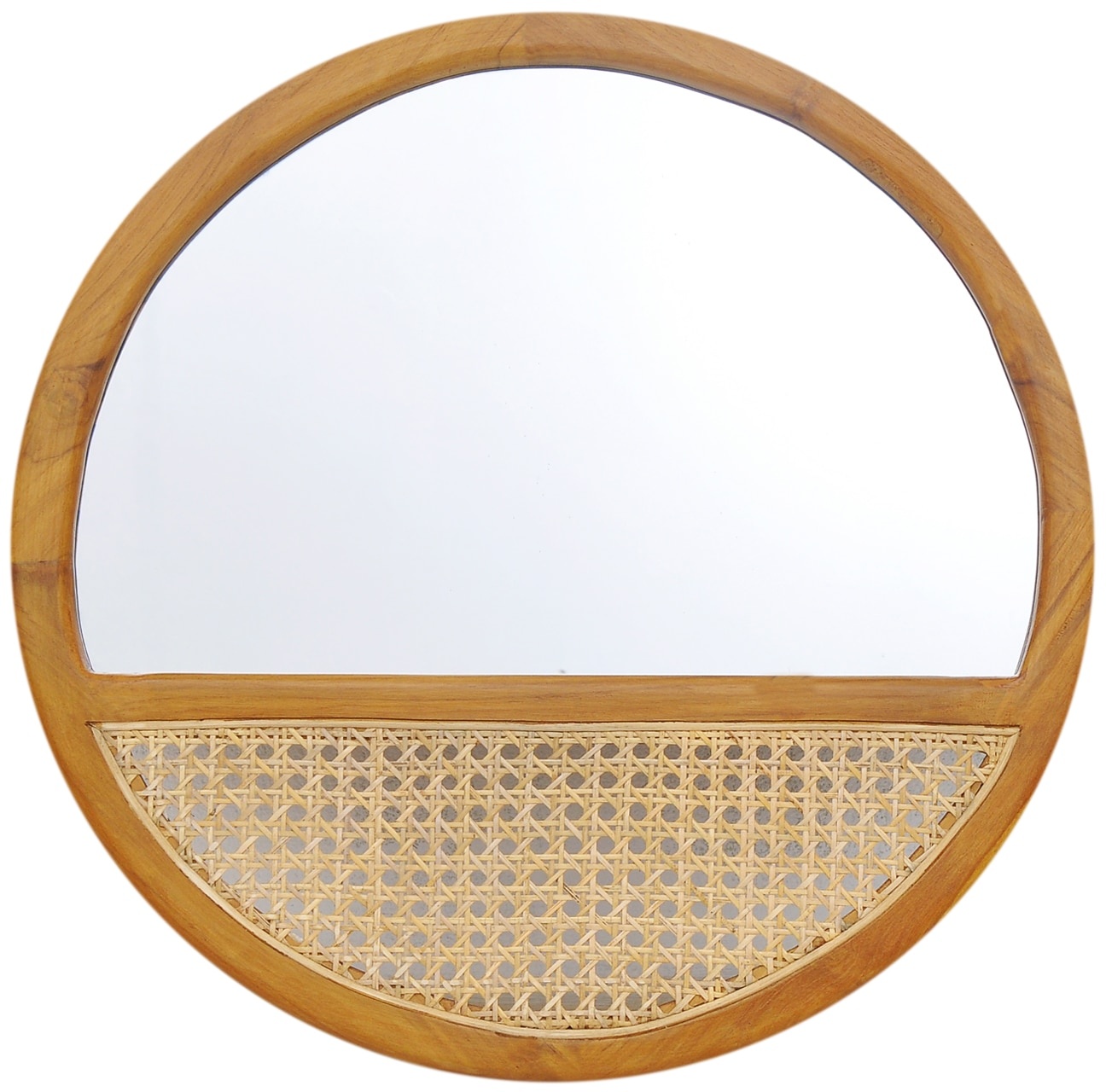 Wandspiegel SIT Spiegel Gr. B/H/T: 60 cm x 60 cm x 3 cm Ø 60 cm, rund, mit Rattan, beige (natur) Wandspiegel