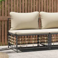 vidaXL Garten-Mittelsofa mit Beige Kissen Poly Rattan