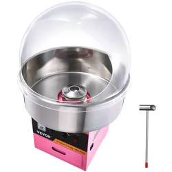 VEVOR Zuckerwattemaschine Edelstahl Zuckerwattegerät Deckel 1kW Rosa Tragbar