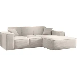 kaiser möbel Ecksofa, Eckcouch L form, Wohnzimmer Couch SIENA stoff Poso Beige Ottomane Rechts - Creme