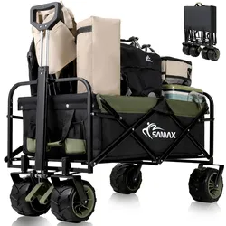 SAMAX Faltbarer Bollerwagen Offroad Camping Edition bis 200 kg - Schwarz / Matcha Grün