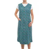 Tobeni Damen Kittelschürze lang mit Reissverschluss und Taschen ohne Arm 100% Baumwolle Farbe Design 39 Grösse 52 - 52