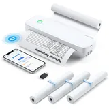 Bisofice L81 Mobiler Thermodrucker A4 Mit 3 Rollon Thermopapier, Kabelloser Portabler Drucker für Unterwegs, Printer für Handy & Laptop
