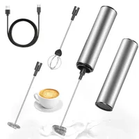 Elektrische Milchaufschäumer, Milchaufschäumer Stab, USB Wiederaufladbarer Milchaufschäumer, Tragbarer Elektrischer Schaummacher aus Edelstahl, Mixer aus Edelstahl für Kaffee, Creme, Cappuccino, Latte