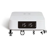 LIVOO Wecker Ladestation Bluetooth-Lautsprecher Mikrofon Akku TES235 - Weiß