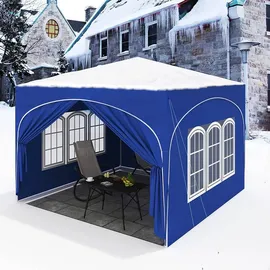 Woltu Faltpavillon 3 x 3 m inkl. 4 Seitenteile Blau