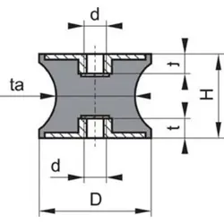 Gummi-Puffer, tailliert, Typ C, M10, 60 x 60mm