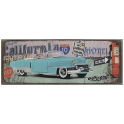 Linoows Metallschild Blechschild, Wandschild, California Motel Cadillac, Reklameschild, Cadillac Schild, Auto Wandschild 13×36 cm. bunt