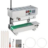 Vevor Durchgehende Beutelband-Versiegelungsmaschine, 0,24-0,47 Zoll/6-12 mm Siegelbreite, vertikale Bandsiegelmaschine mit digitaler Temperaturregelung, Beutelsiegelgerät aus Edelstahl für 0,02-0,8 mm starke Plastikbeutelfolien