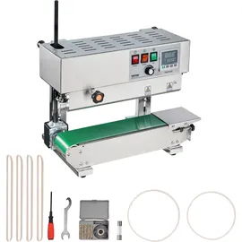 Vevor Durchgehende Beutelband-Versiegelungsmaschine, 0,24-0,47 Zoll/6-12 mm Siegelbreite, vertikale Bandsiegelmaschine mit digitaler Temperaturregelung, Beutelsiegelgerät aus Edelstahl für 0,02-0,8 mm starke Plastikbeutelfolien
