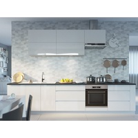 Feldmann-Wohnen Küchenzeile Florence, 355x50x207cm Korpus weiß matt / Front signalweiß hochglanz, grifflos weiß