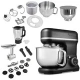 Medion Medion® Küchenmaschine MD 18442 8 Geschwindigkeitsstufen, schwarz, 1200 W, 5 l Schüssel, Umfangreiches Zubehör-Set inkl. Eisschüssel für Speiseeiszubereitung schwarz