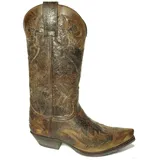 Sendra Boots 9669 Cuervo Braun Damen Herren Cowboy Western Unisex Stiefel Spitze Zehe Abgeschrägter Absatz Vintage-Look Echtes Leder Größe 43 - 43 EU