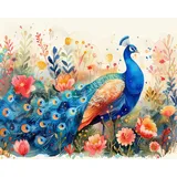 TISHIRON Pfau Malen nach Zahlen Erwachsene, Blumen Malen nach Zahlen, Blumen Malen nach Zahlen de Pinsel und Acrylfarbe, 16X20 Inch Flammen Malen nach Zahlen Erwachsene Familie Freunde