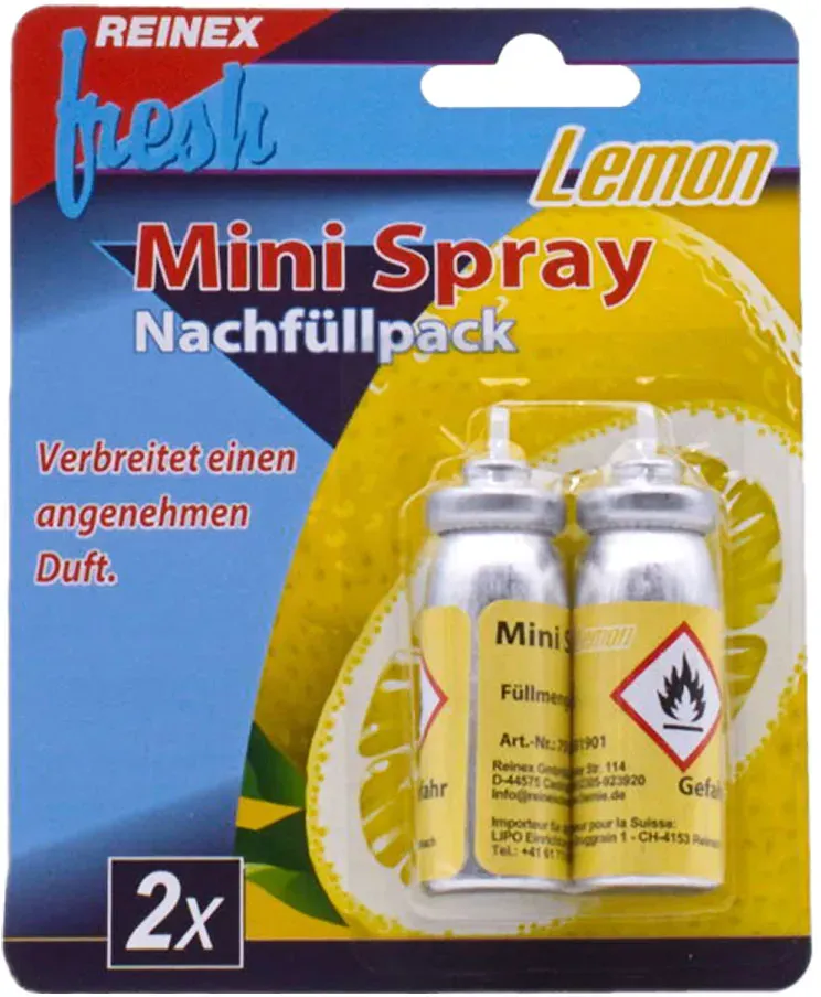 Reinex fresh Mini Spray Nachfüllpack Duftkartuschen für Mini Spray Duftspender Lemon