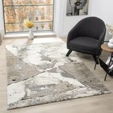 VIMODA Kurzflor Teppich Modern Wohnzimmer Schlafzimmer Weich mit Muster, Farbe:Streifen-1, Maße:160x230 cm