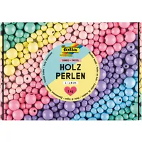 Folia Holzperlen Jumbo Pastel 1 kg Bastelperlen Ø 1-1,8 cm