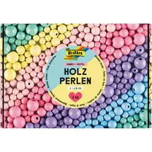 Folia Holzperlen Jumbo Pastel 1 kg Bastelperlen Ø 1-1,8 cm