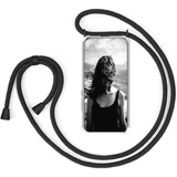 HomiTunky Handykette Handyhülle für Samsung Galaxy Xcover 6 Pro mit Band - Handy-Kette Handy Hülle mit Kordel zum Umhängen Handyanhänger Halsband Lanyard Case - Transparent Schutzhülle in Schwarz