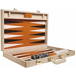 Casa Padrino Luxus Echtleder Backgammon Aktenkoffer Beige Kroko Optik - Luxus Accessoires