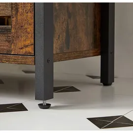 Songmics VASAGLE Waschbeckenunterschrank, mit 2 Lamellentüren, Verstellbarer Einlegeboden - Braun/Schwarz