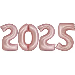 Folienballon Zahl 2025 Roségold matt Silvester XL