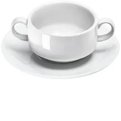 Stalgast 6 Suppen-Obertassen, klein, reinweißes Hotelporzellan, Serie Isabell, 270 ml