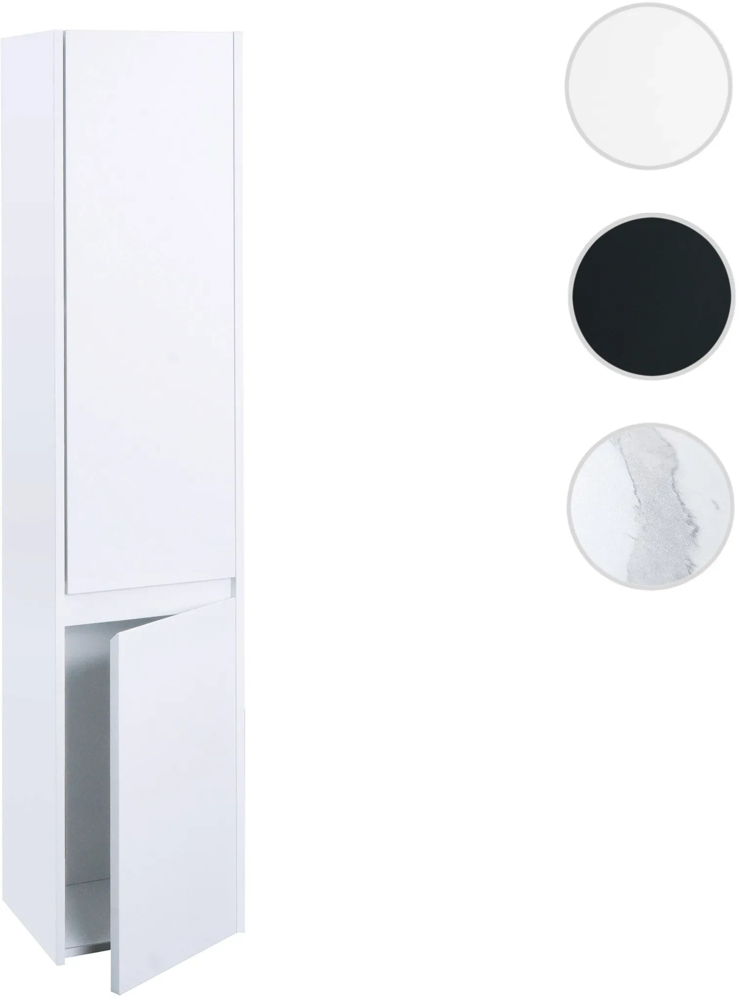 Hängeschrank HWC-L86, Badschrank Highboard Hochschrank, FSC® Melamin 2 Türen 3 Fächer 160x33cm ~ weiß