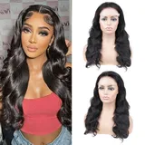 Huarisi Glueless HD Lace Front Wig Human Hair Pre Plucked for Black Women, 20 Zoll Brasilianische Body Wave Perücke, 4x6 Pre Cut Lace Frontal Perücken Echthaar Wear and Go Natural Color