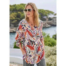 GOLDNER Kurzgröße: Verlängerte Viskosebluse mit Print in bunt / gemustert), | Gr.: 19