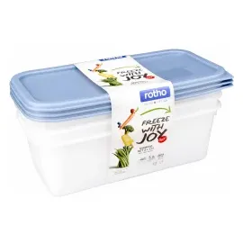 Rotho Domino 3 x 1,2 l blau Frischhaltedose Kühlschrankdose