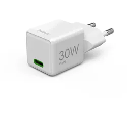 HAMA Schnellladegerät, GaN, USB-C, Super-Mini-Charger, PD, 30 W, Weiß