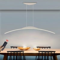 Dimmbare LED Hängeleuchte 32W Moderne Esstisch Pendelleuchte mit Fernbedienung Pendellampe Bogen Design LED hängende Leuchte Höhenverstellbar für Esszimmer Küche Wohnzimmer (Weiß, L80cm)