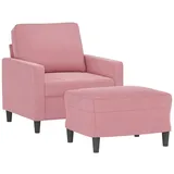 vidaXL Sessel mit Hocker Rosa 60 cm Samt