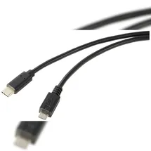 Renkforce USB-Kabel USB 2.0 USB-C® Stecker, USB-Micro-B Stecker 1.00 m Schwarz Rund RF-5719754
