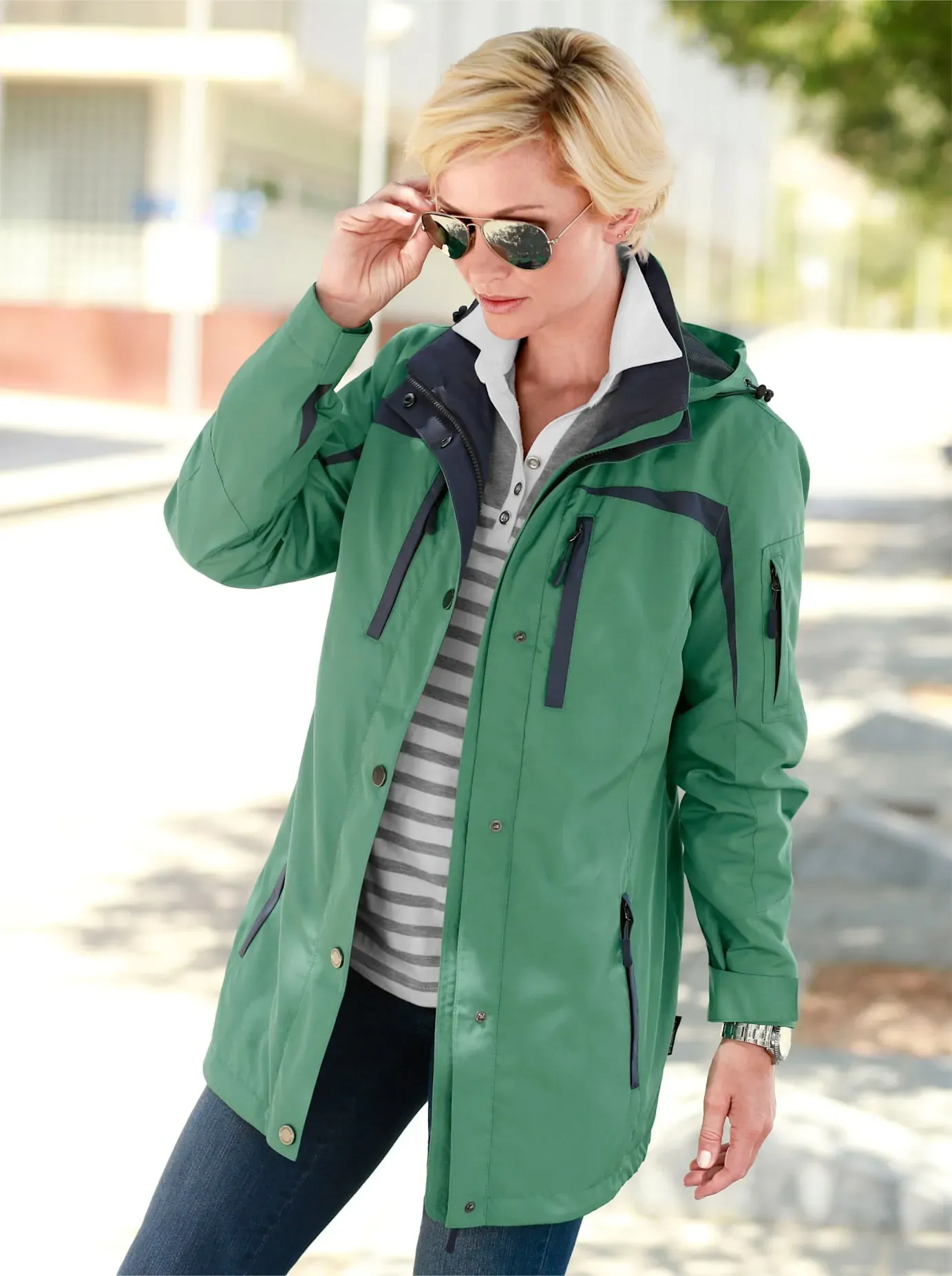 Funktionsjacke CASUAL LOOKS, Damen, Gr. 44, grün, 100% Polyester, unifarben, Jacken Funktionsjacke