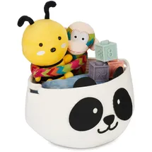 Relaxdays Aufbewahrungskorb Kinder Baumwolle Panda 24,5 x 35 x 25 cm schwarz/weiß
