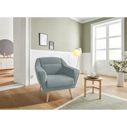 Sessel ANDAS "Bille", grün (mint), B:87cm H:86cm T:90cm, Samtoptik (100% Polyester), Struktur (100% Polyester), Struktur fein (100% Polyester), Luxus-Microfaser weich (100% Polyester), Sessel, Einzelsessel Lounge-Sessel, mit Naht im Rückenkissen und Eiche-Beinen, Design by Morten Georgsen